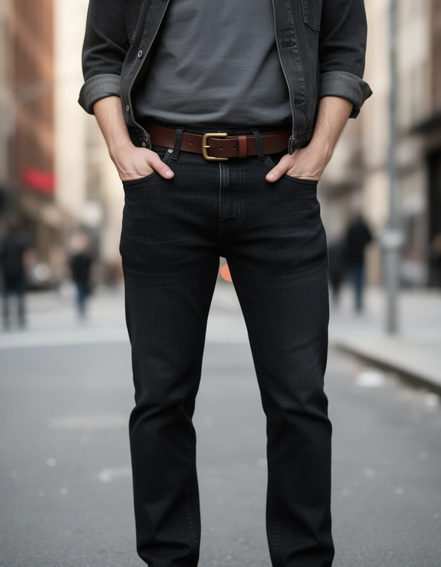 革ベルトを着用したコーディネート