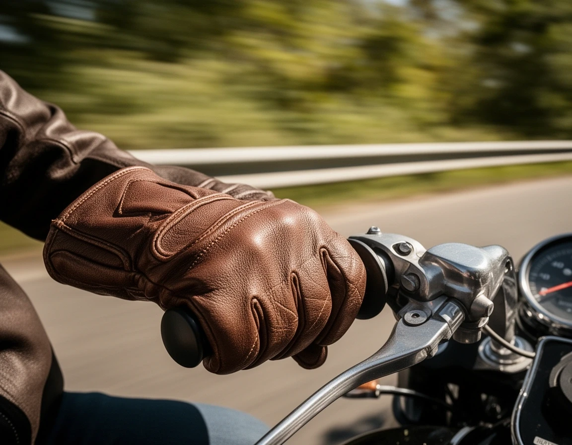 バイクに乗る手袋着用のお客様